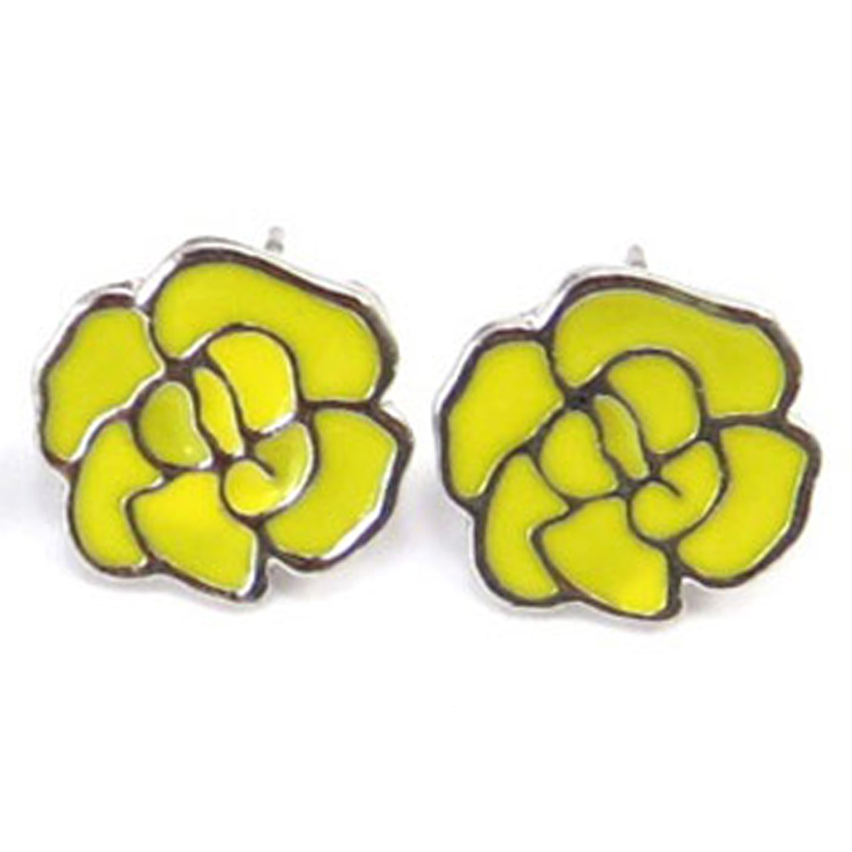 Boucles d\'oreilles \'Rosa Romantica\' jaune - 14 mm - [R5230]