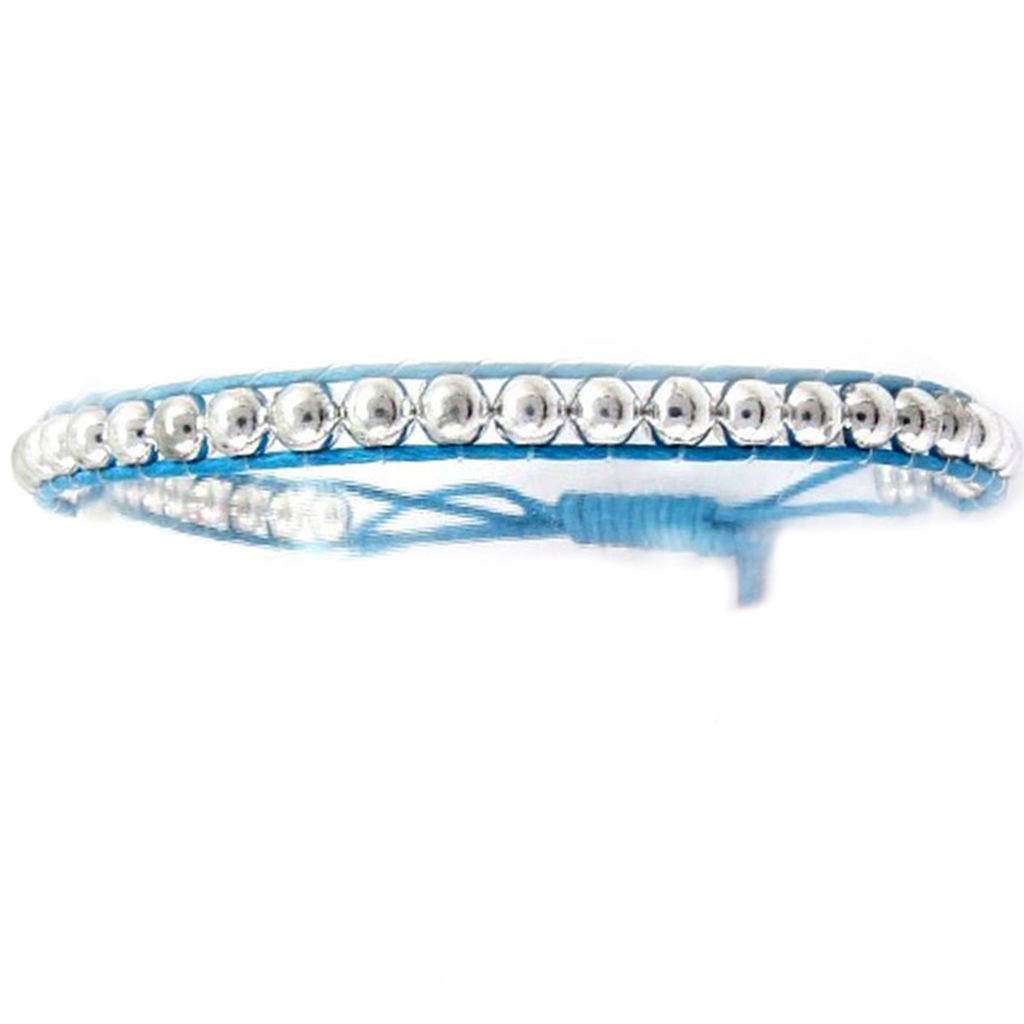 Bracelet ethnique \'Kilimanjaro\' bleu argenté - 5 mm - [R5288]
