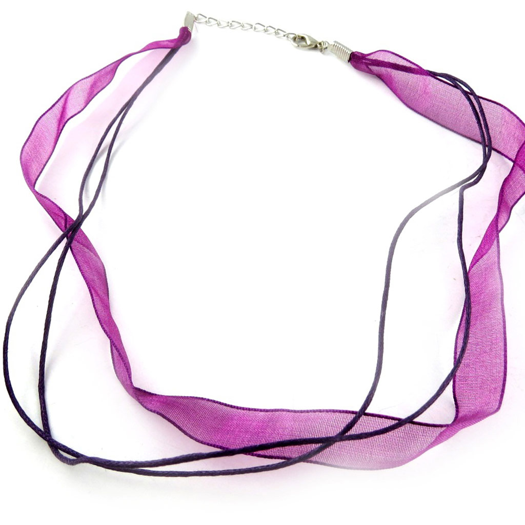 Cordon tulle \'Coloriage\' violet - 45 cm 12 mm - [R5305]