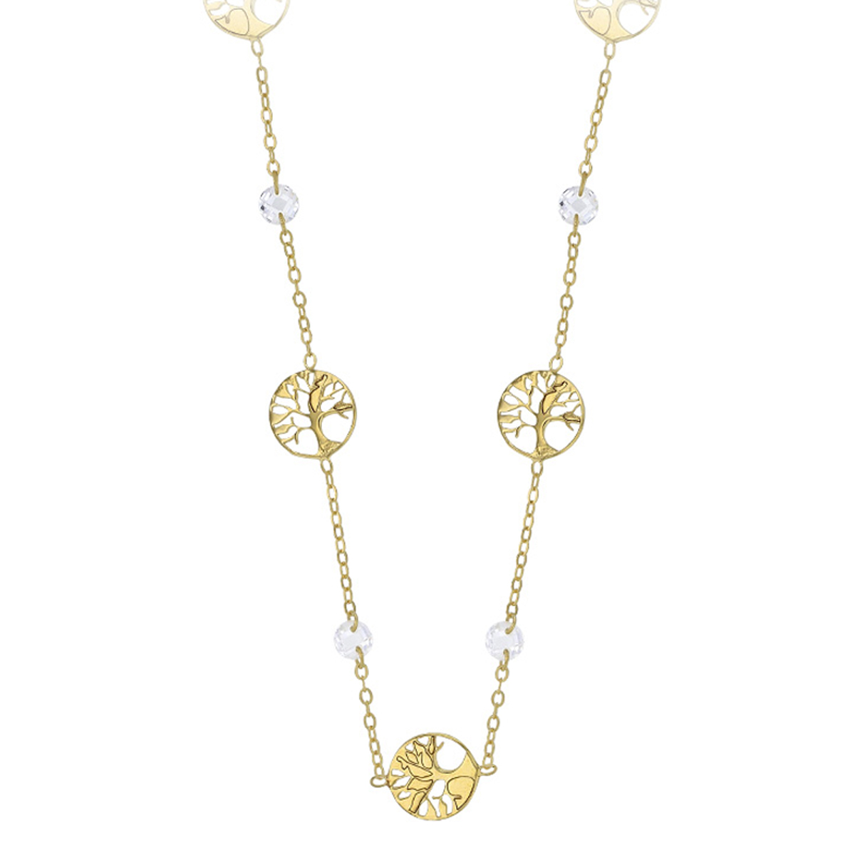 Collier Argent artisanal \'Arbre de Vie\' blanc doré - 9 mm - [R5474]