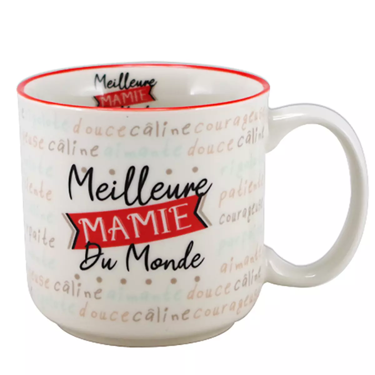 les trésors de lily Mug timbale porcelaine 'Meilleure Mamie du Monde' rouge blanc 86x84 mm (30 cl) [A3181]