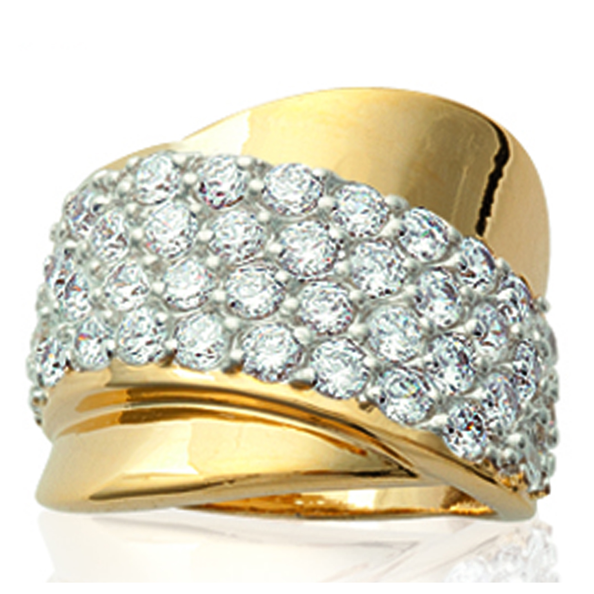 Bague Plaqué Or \'Déesse\' blanc doré - 16 mm - [G0661]