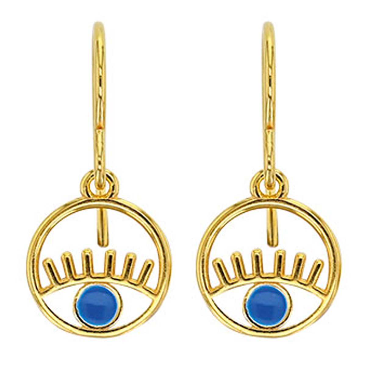 Boucles d\'oreilles artisanales argent \'Arty\' turquoise blanc doré - 10 mm (oeil) - [R4938]