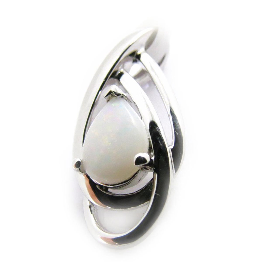 Pendentif Argent artisanal \'Déesse Opale\' blanc argenté (rhodié) - 10x20 mm - [G8677]