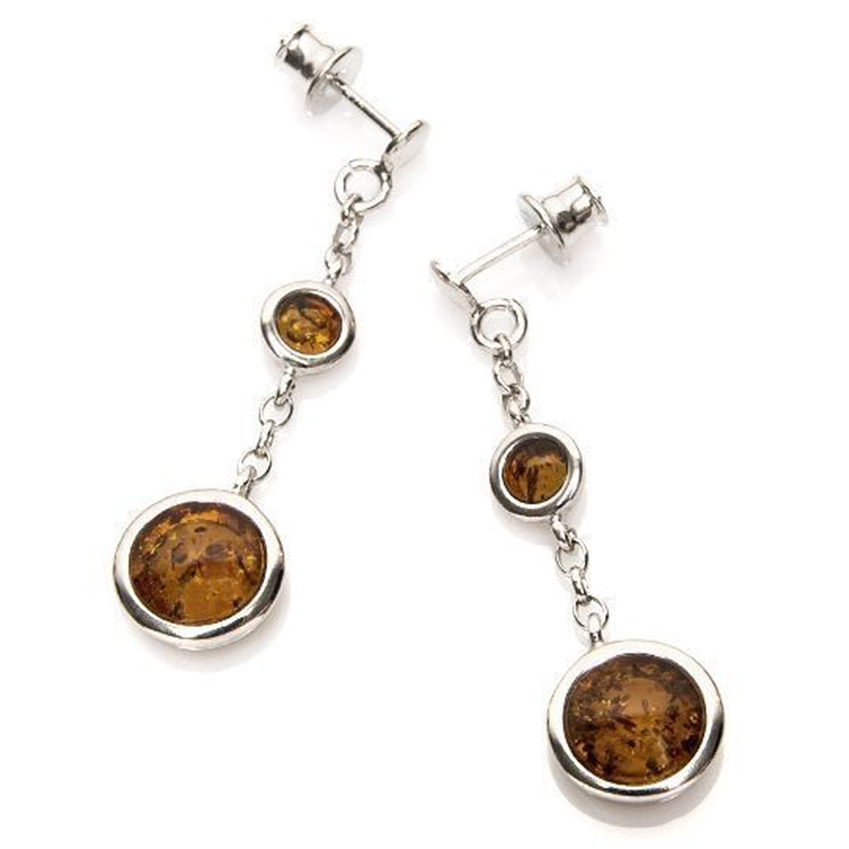 Boucles Argent artisanales \'Inspiration\' Ambre (rhodié) - 38x11 mm - [N2161]