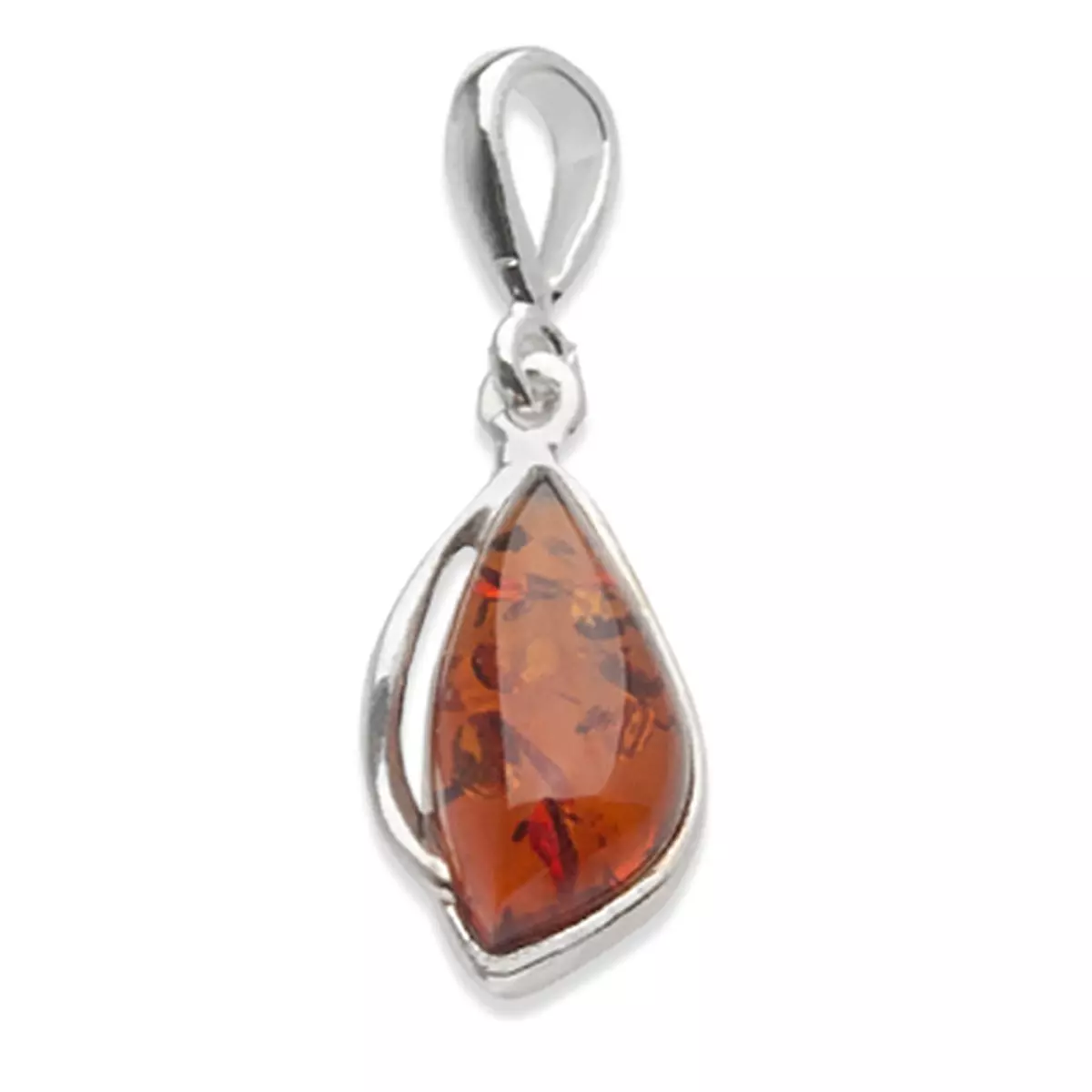 les trésors de lily Pendentif Argent 'Inspiration' Ambre cognac (rhodié) 18x11 mm [N2205]