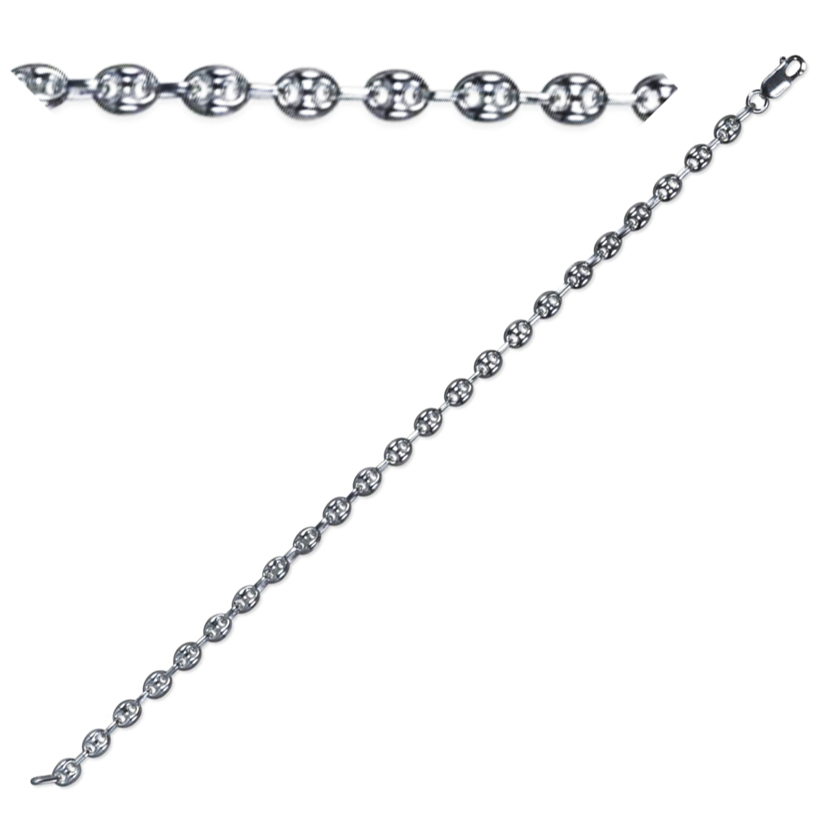 Bracelet Argent \'Grain de Café\' argenté (rhodié) - 21 cm 5 mm - [P2392]