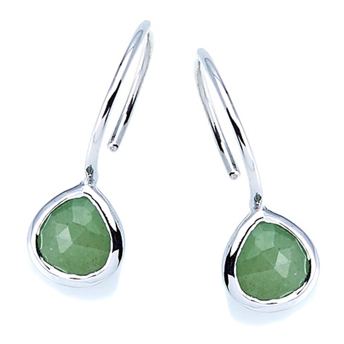 Boucles d\'oreilles Argent \'Meghan\' aventurine argenté (rhodié) - 7x7 mm - [R0801]