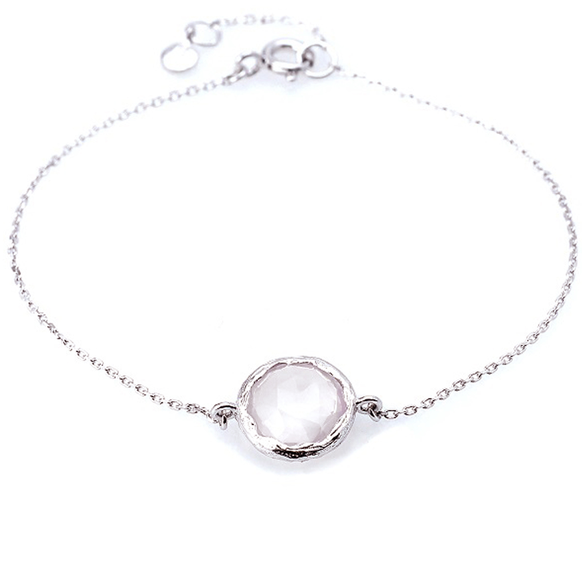 Bracelet Argent \'Meghan\' quartz rose argenté (rhodié) - 10 mm - [R0823]