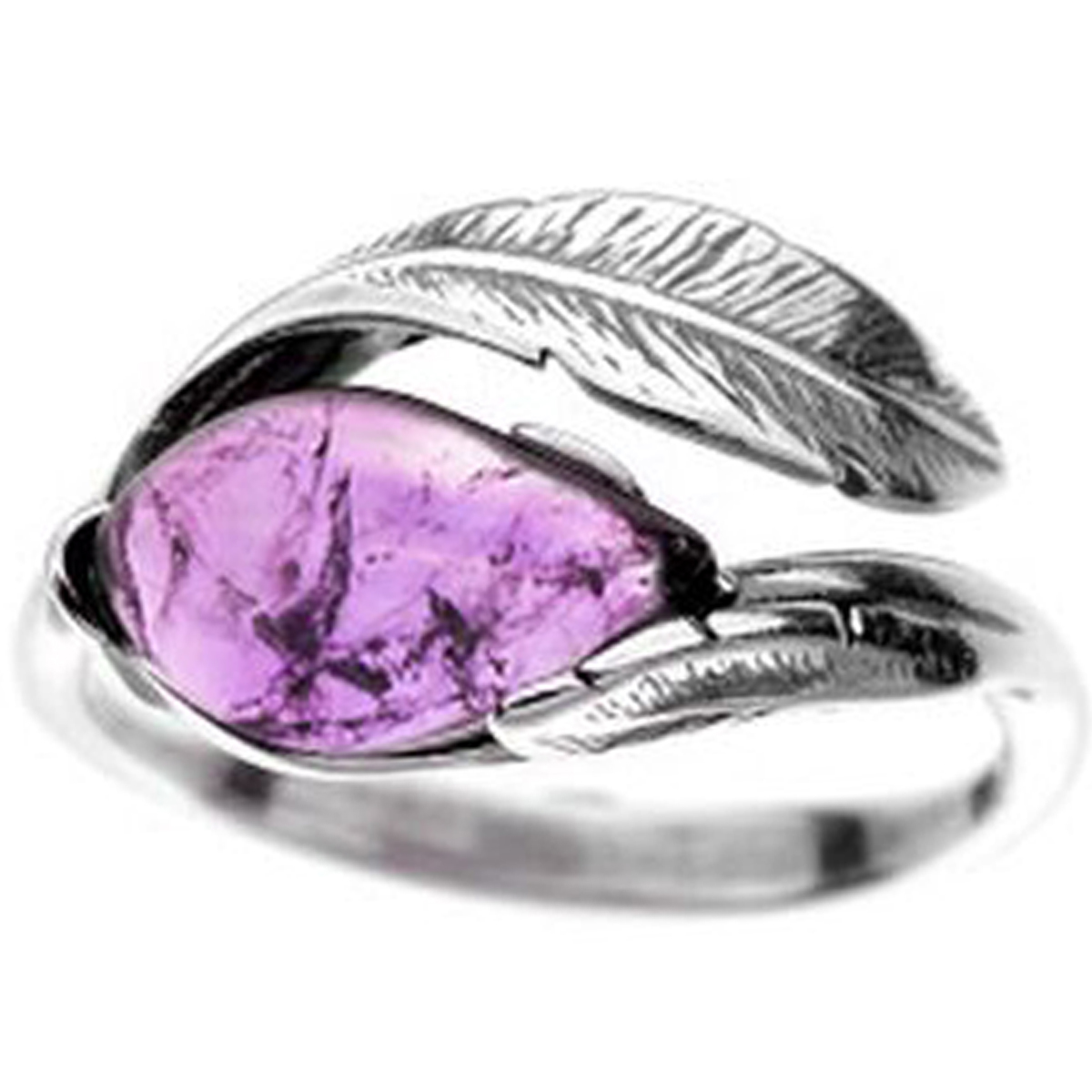 Bague Argent artisanale \'Meghan\' améthyste argenté (rhodié) - 12 mm - [R1356]