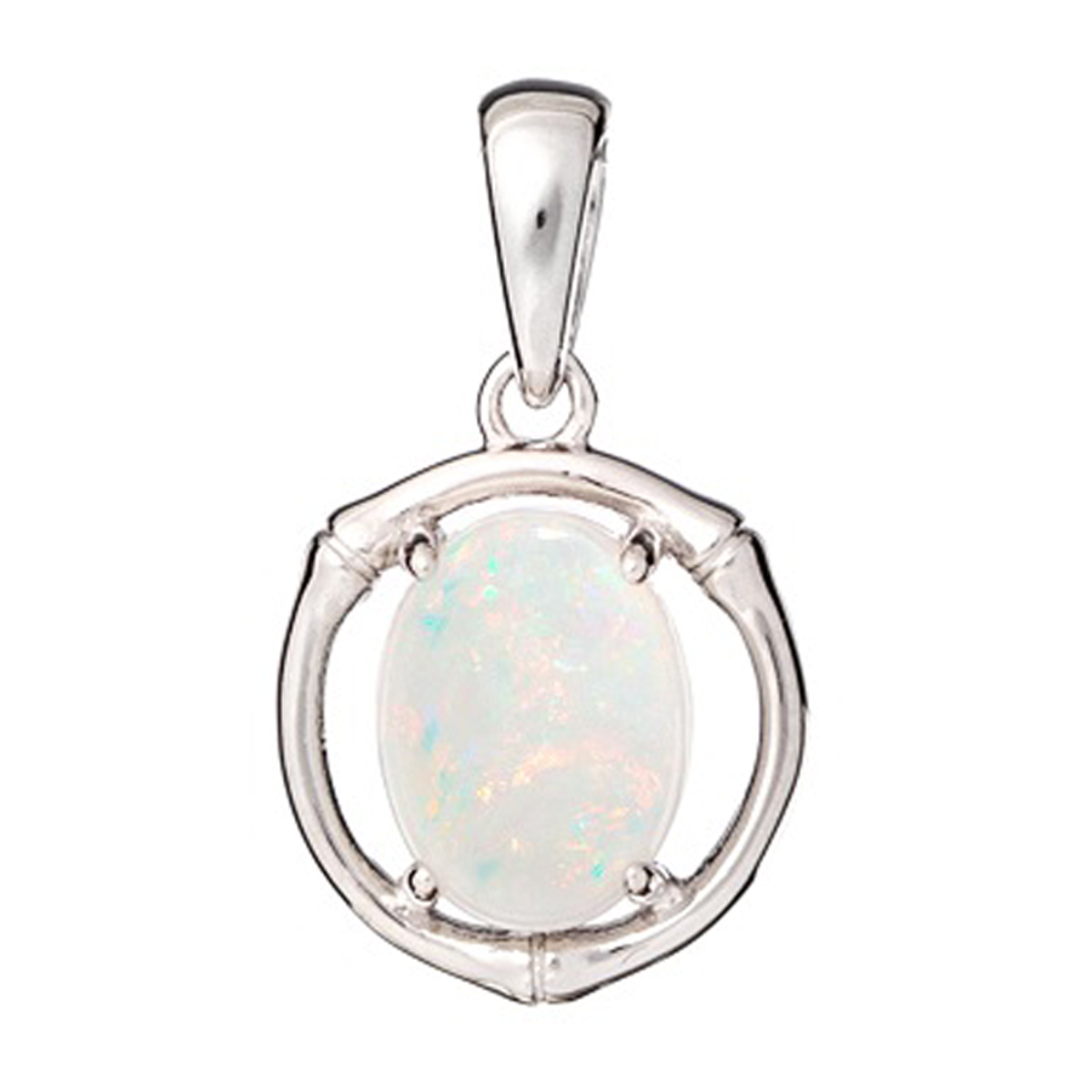 Pendentif artisanal Argent \'Déesse Opale\' blanc argenté (rhodié) - 10x10 mm - [R3027]