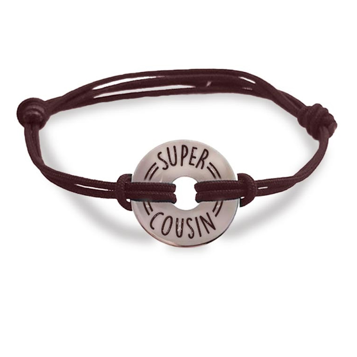 Bracelet homme \'Super Cousin\' argenté - 20 mm - [R4085]