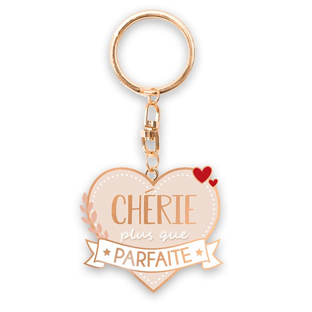 Porte-Clés tendresse \'Chérie plus que parfaite\' coeur - 4x4 cm - [R4349]