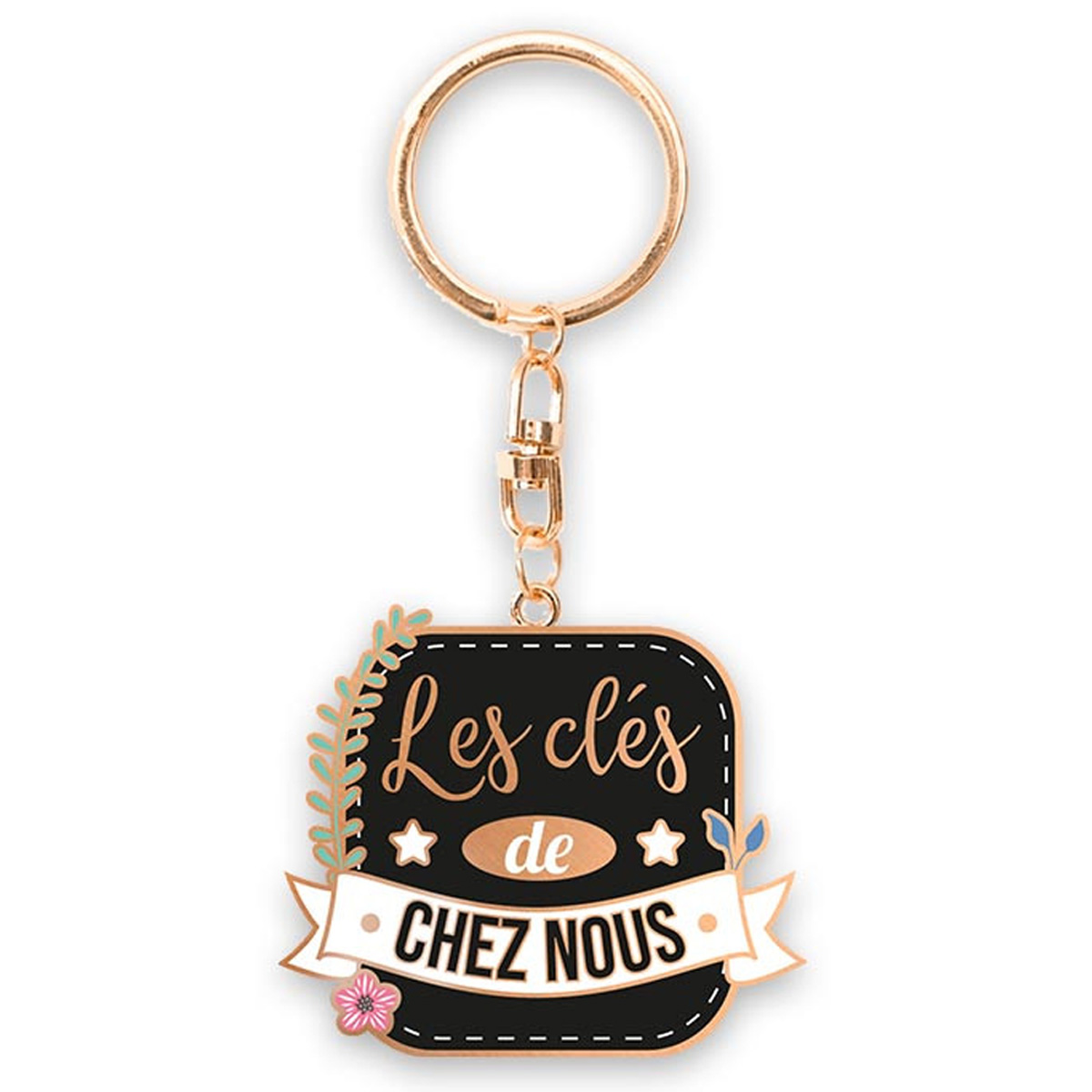 Porte-Clés tendresse \'Les clés de Chez Nous\' noir - 4x4 cm - [R4907]