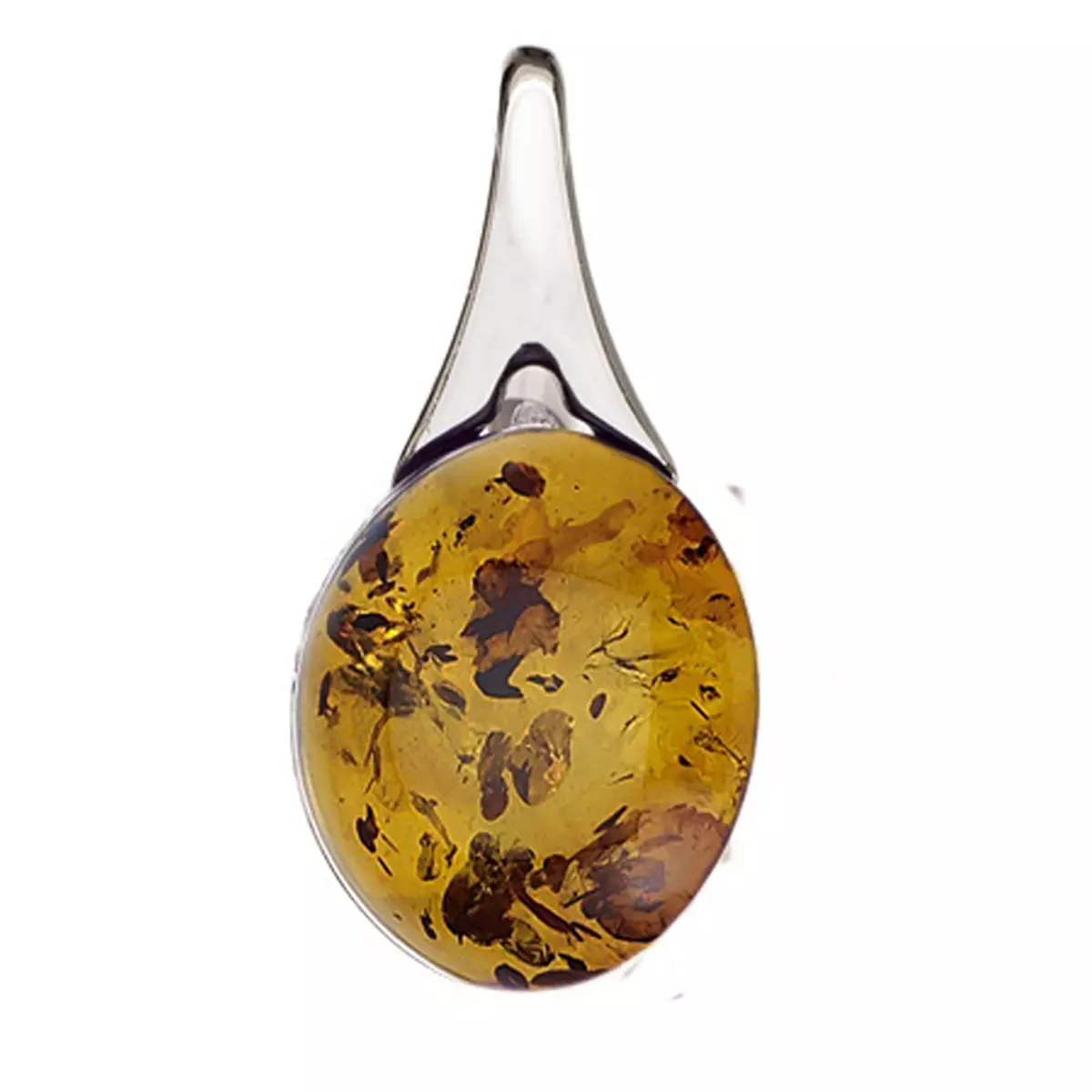 les trésors de lily Pendentif Argent artisanal 'Inspiration' Ambre argenté (rhodié) 25x13 [R5520]