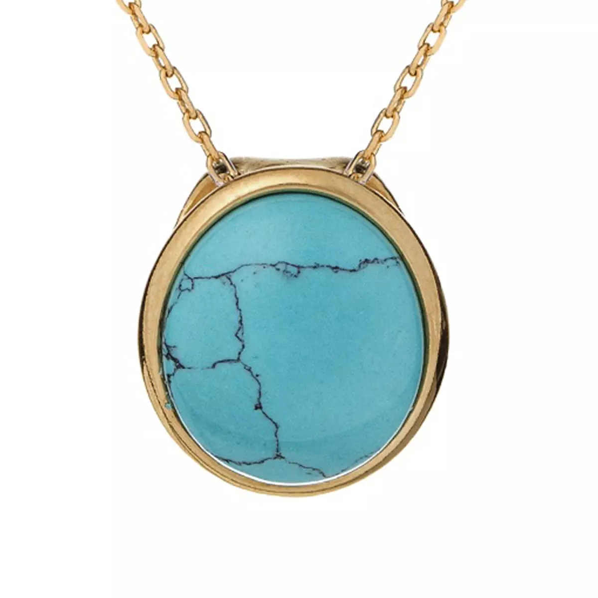 les trésors de lily Pendentif Argent artisanal 'Meghan' turquoise doré 13x10 mm [R5608]