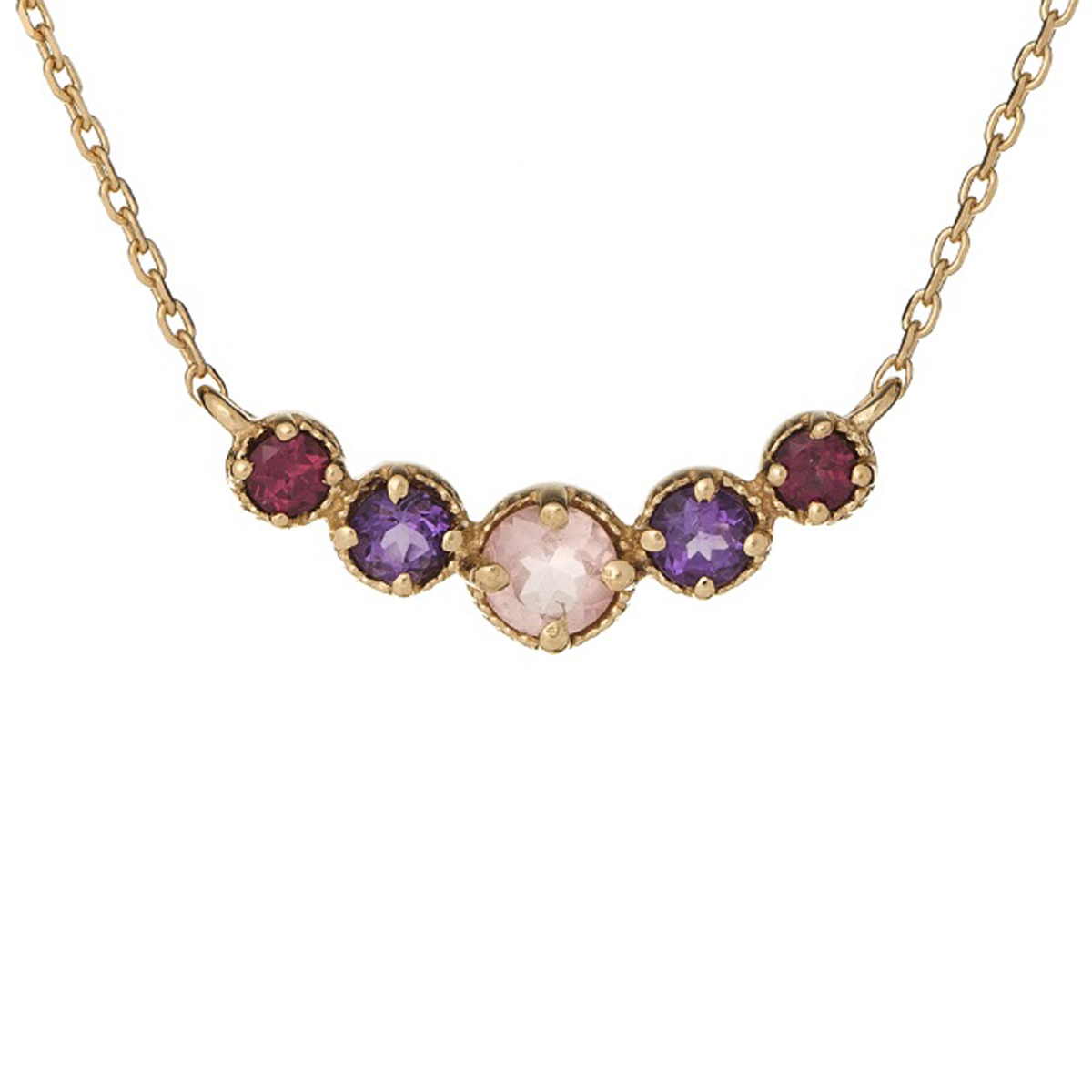 Collier Argent \'Meghan\' violet rose rouge doré - 18x4 mm - [R5622]