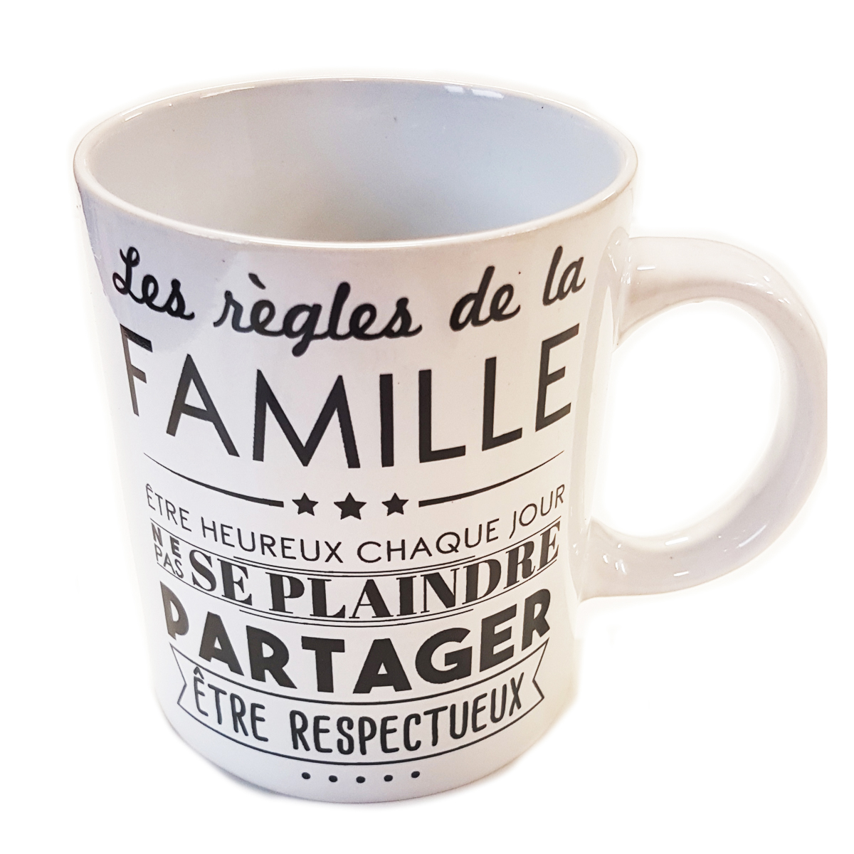 Mug céramique \'Messages\' blanc (Les règles de la famille) - 30 cl - [A3344]