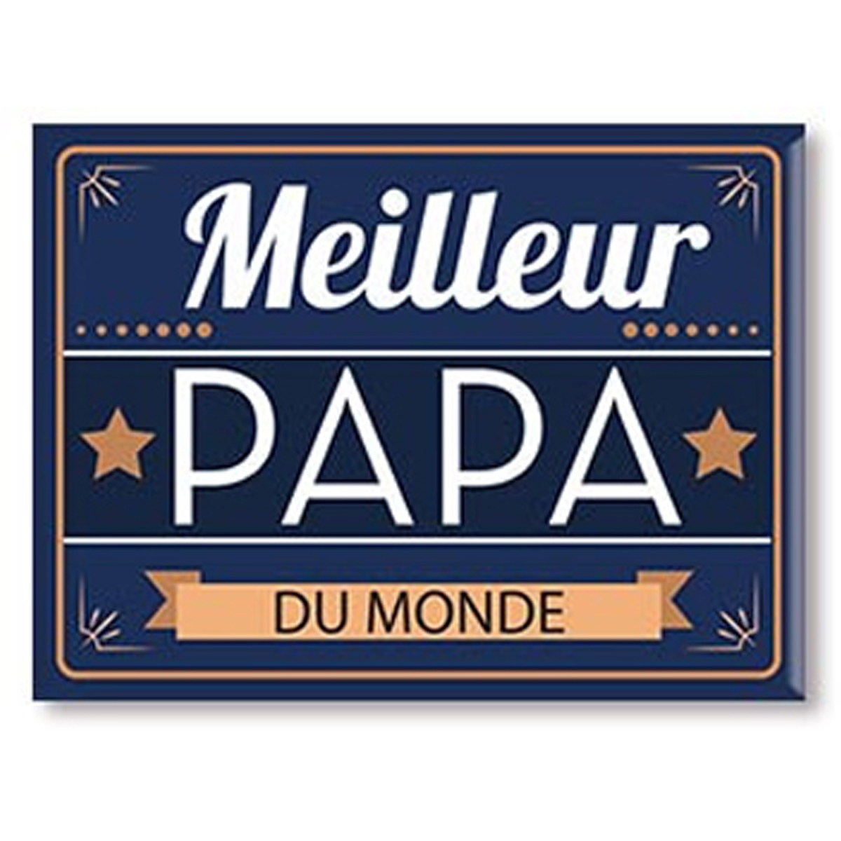 Magnet céramique \'Papa\' bleu (Meilleur Papa du Monde) - 8x6 cm - [A3382]