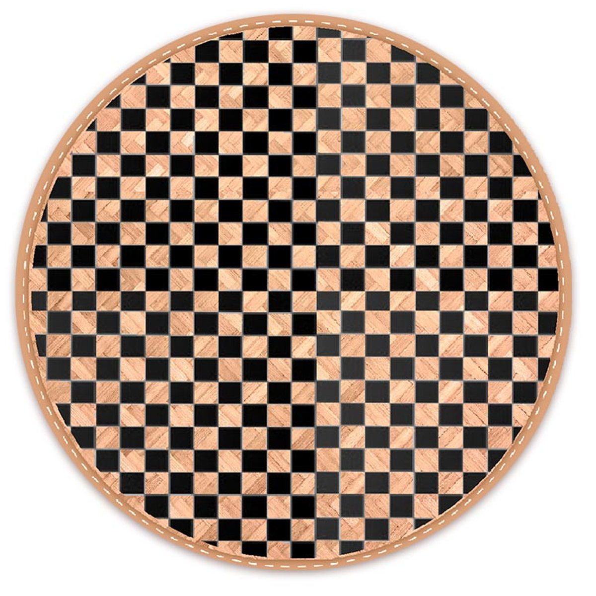 Set de table toile de jute tressé \'Boho\' noir beige - 38 cm (damier) - [A3395]