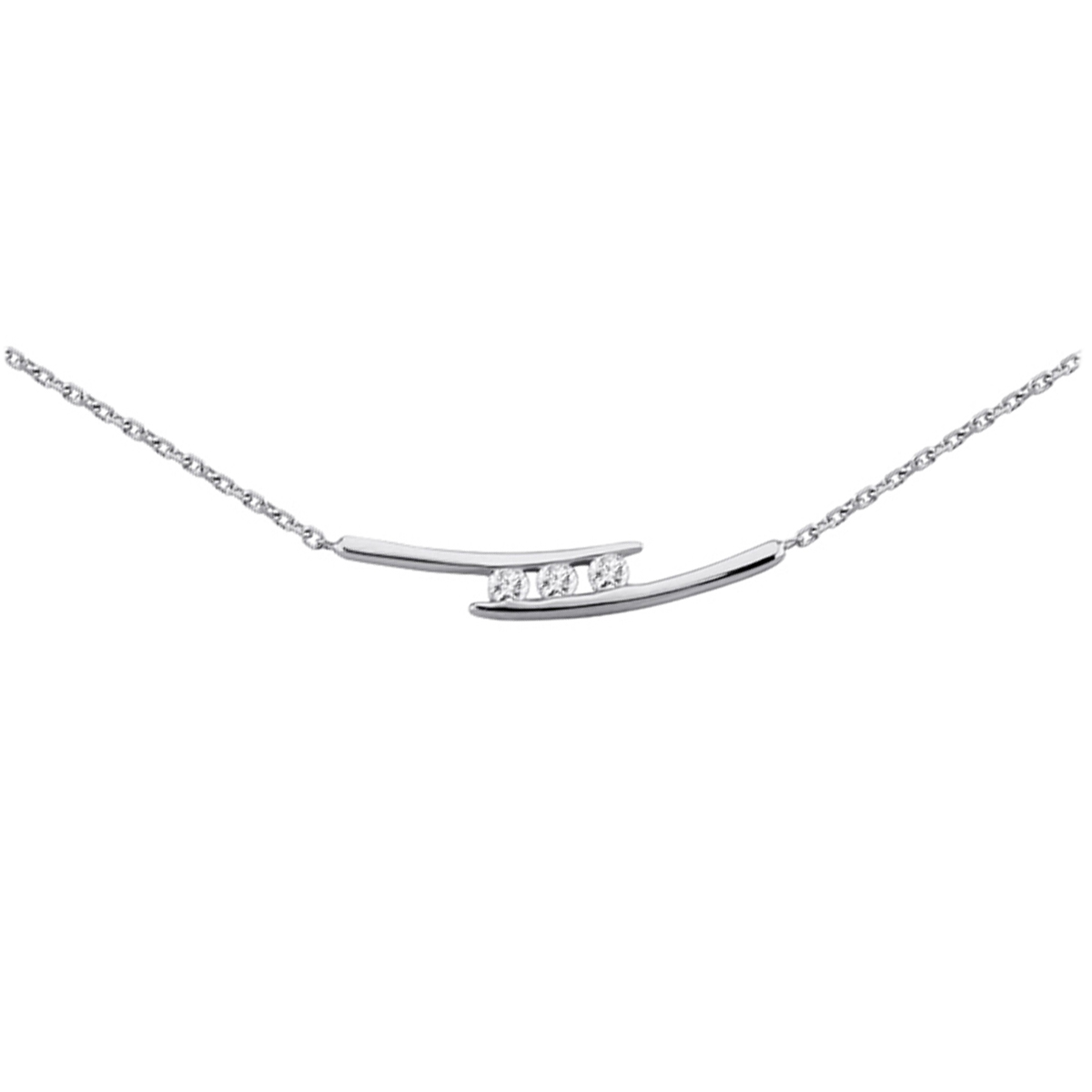 Collier Argent \'Câlin\' blanc argenté - 28x4 mm - [F0183]