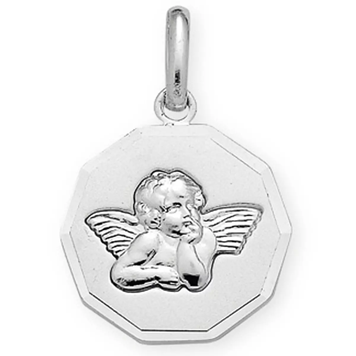 les trésors de lily Pendentif argent 'Petit Ange' argenté (rhodié) 15 mm [G2398]