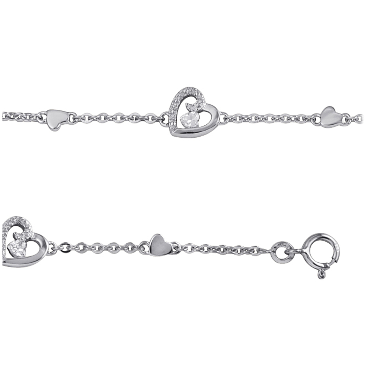 Bracelet Argent \'Love\' blanc argenté (rhodié) - 5 mm - [K4598]