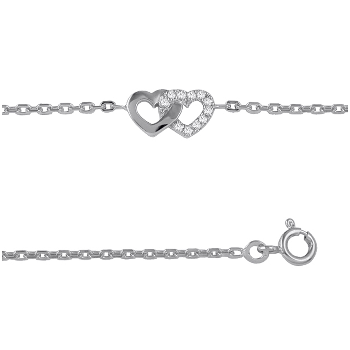 Bracelet argent \'Love\' blanc argenté (rhodié) - 7x14 mm - [K5920]