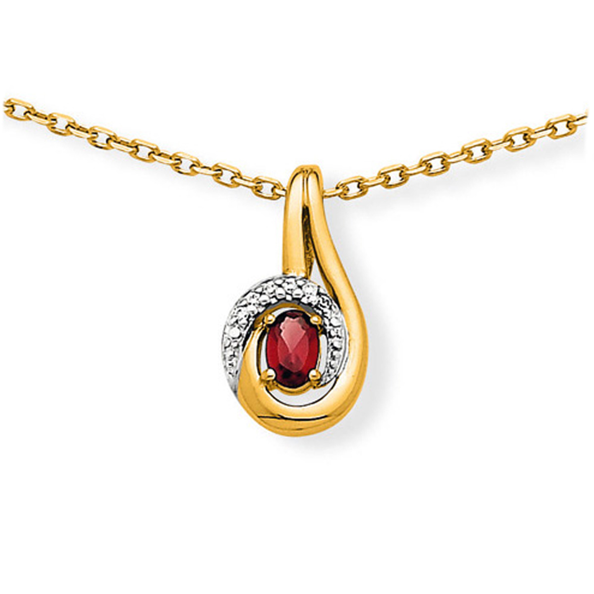 Collier Plaqué Or \'Scarlett\' rubis doré - 20x12 mm - [K6397]