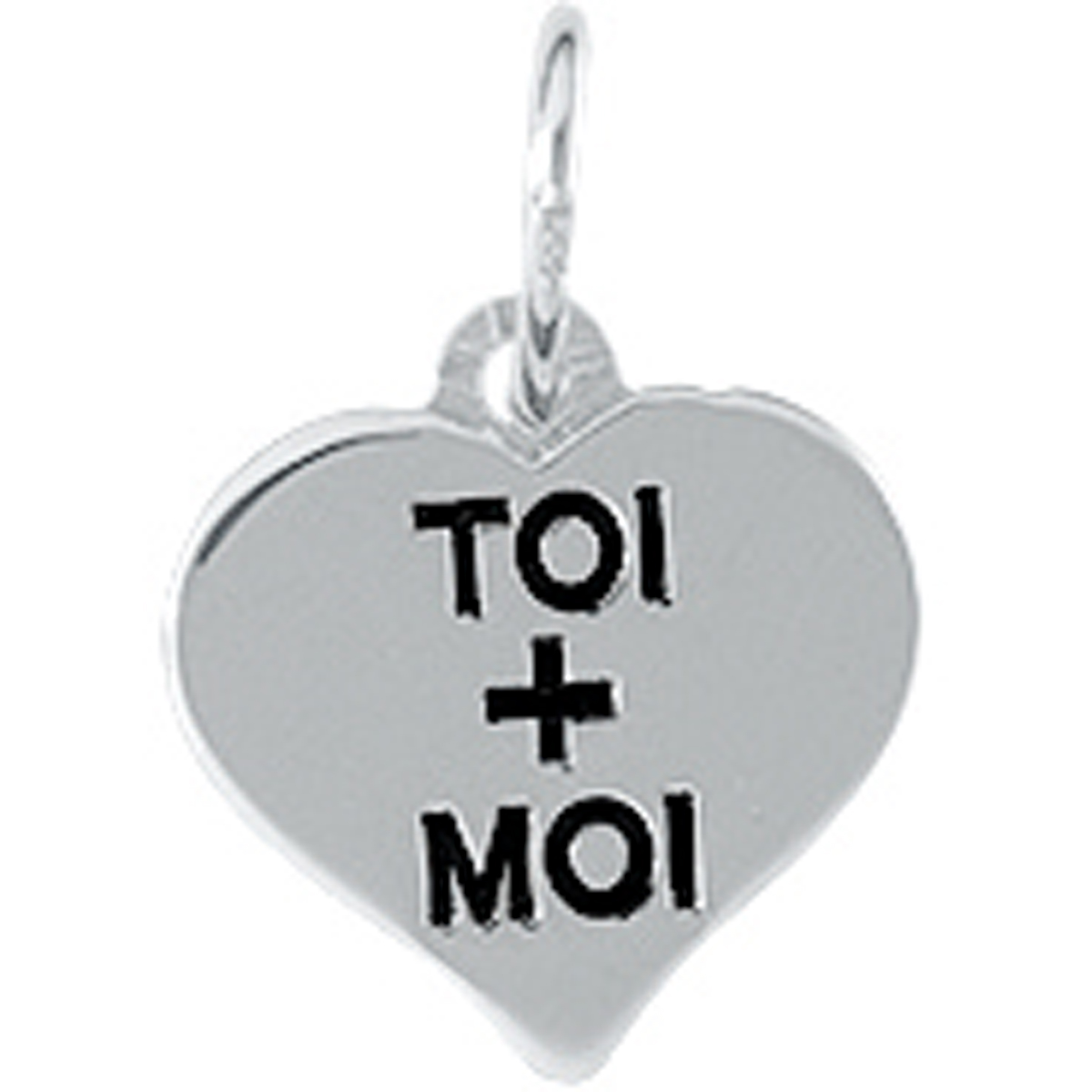 Pendentif argent \'Love\' Toi + Moi (rhodié) - 10x10 mm - [L0126]
