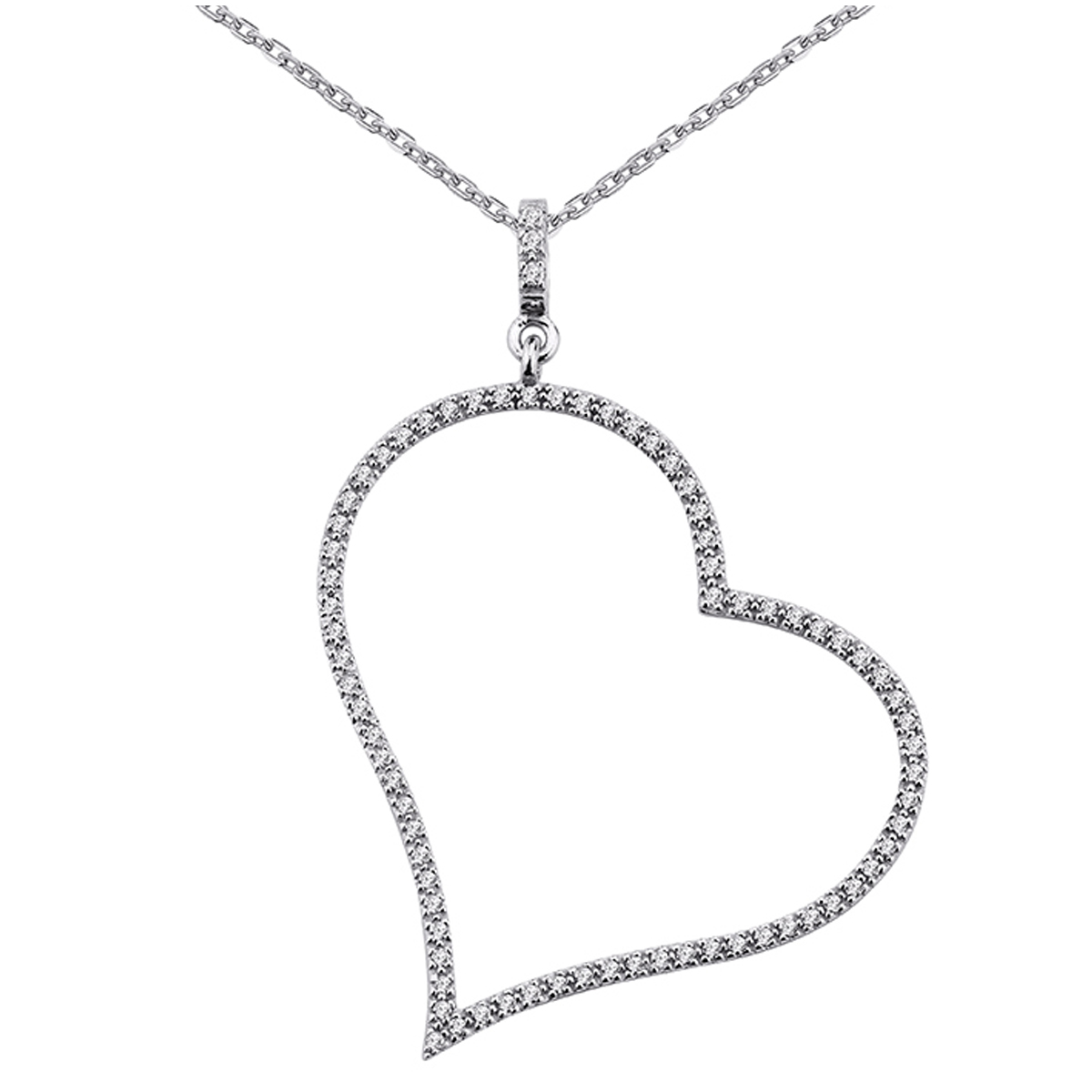 Collier argent \'Love\' blanc argenté (rhodié) - 50x36 mm - [M1178]