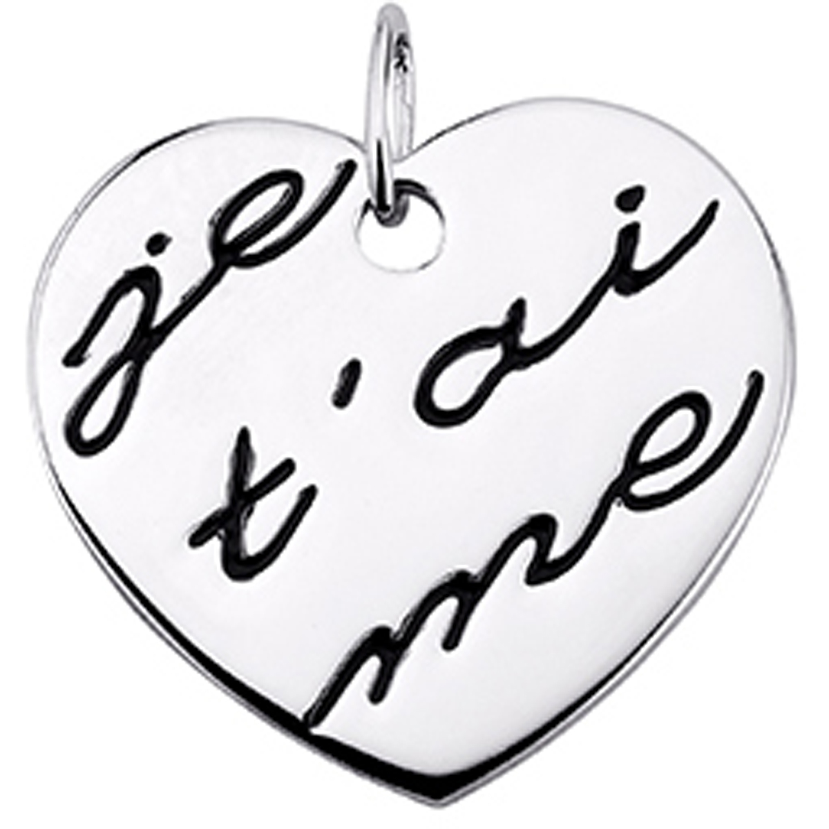 Pendentif Argent \'Je t\'Aime\' argenté (rhodié) - 20x20 mm - [M2706]