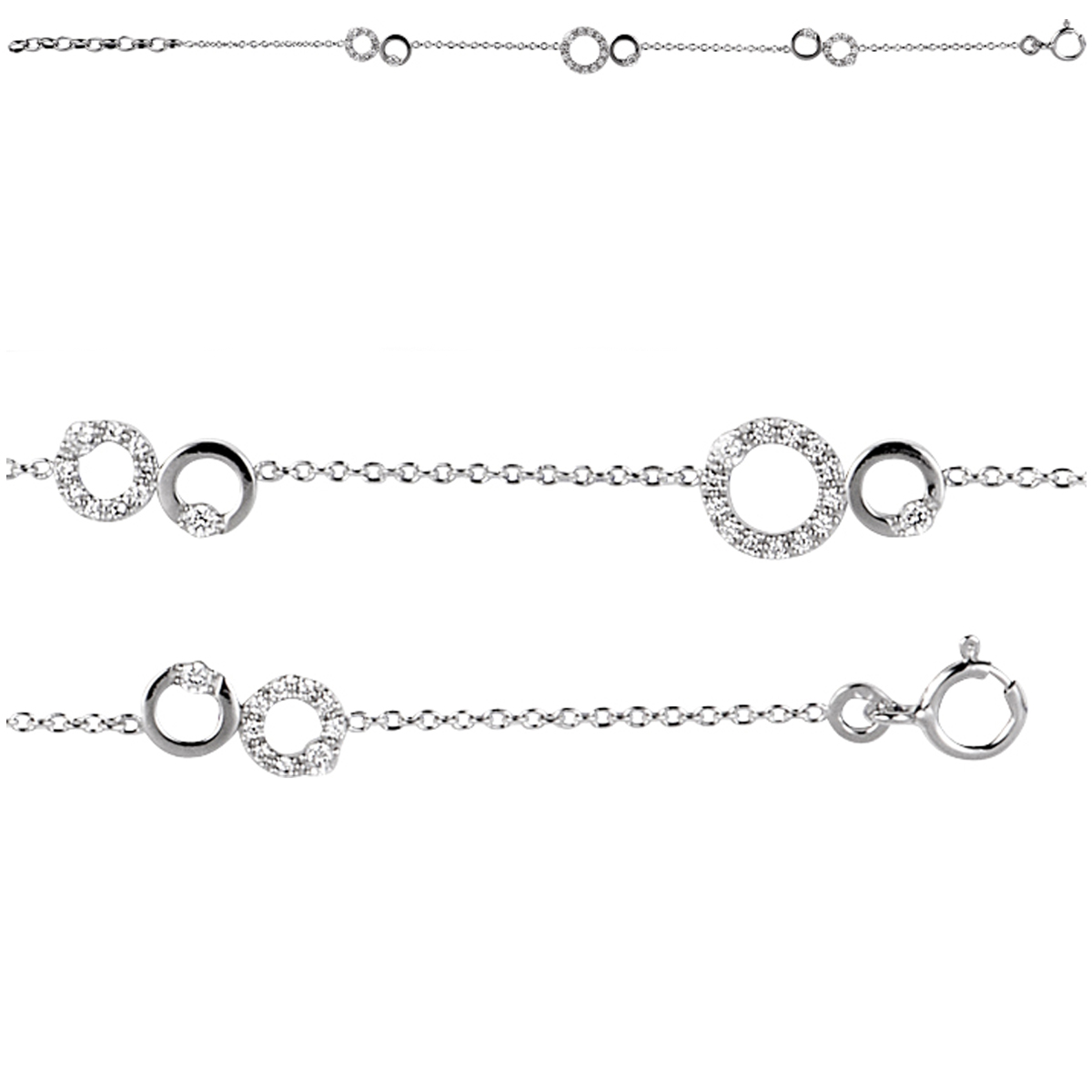 Bracelet Argent \'Sissi\' blanc argenté (rhodié) - 8 mm - [M4368]