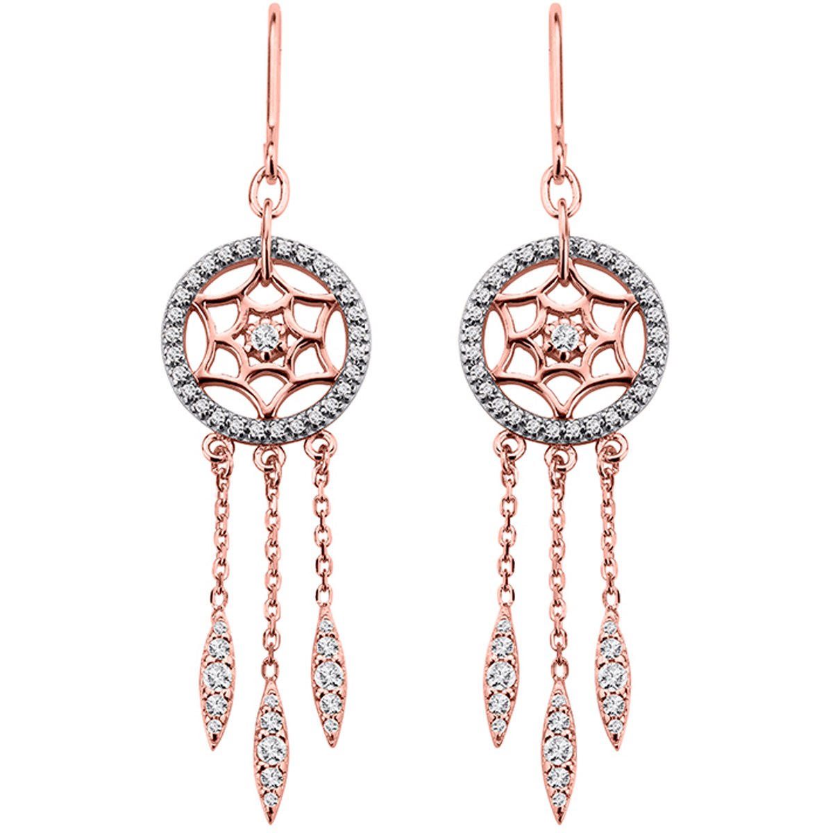 Boucles Plaqué Or \'Carmen\' doré rosé - 60x15 mm - [M7195]
