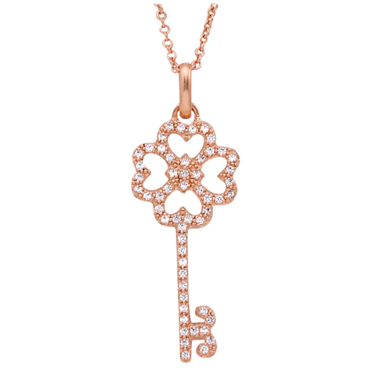 Collier plaqué or \'Clé des Mystères\' doré rosé - 28x13 mm - [N0678]