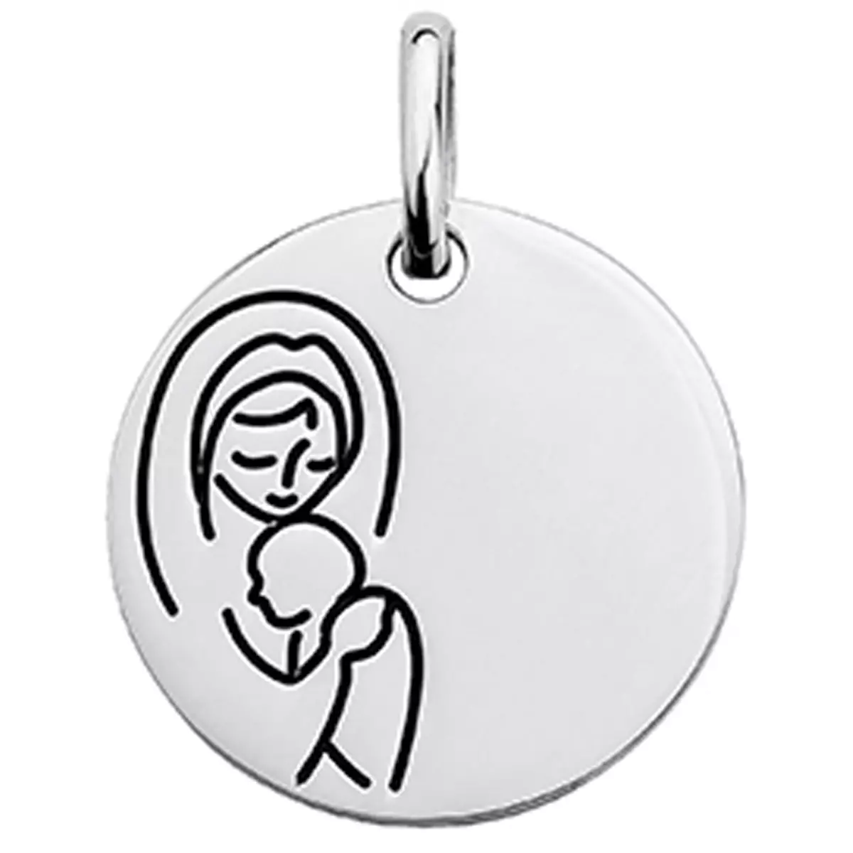 les trésors de lily Pendentif argent 'Vierge Marie' rhodié 15 mm [N6952]