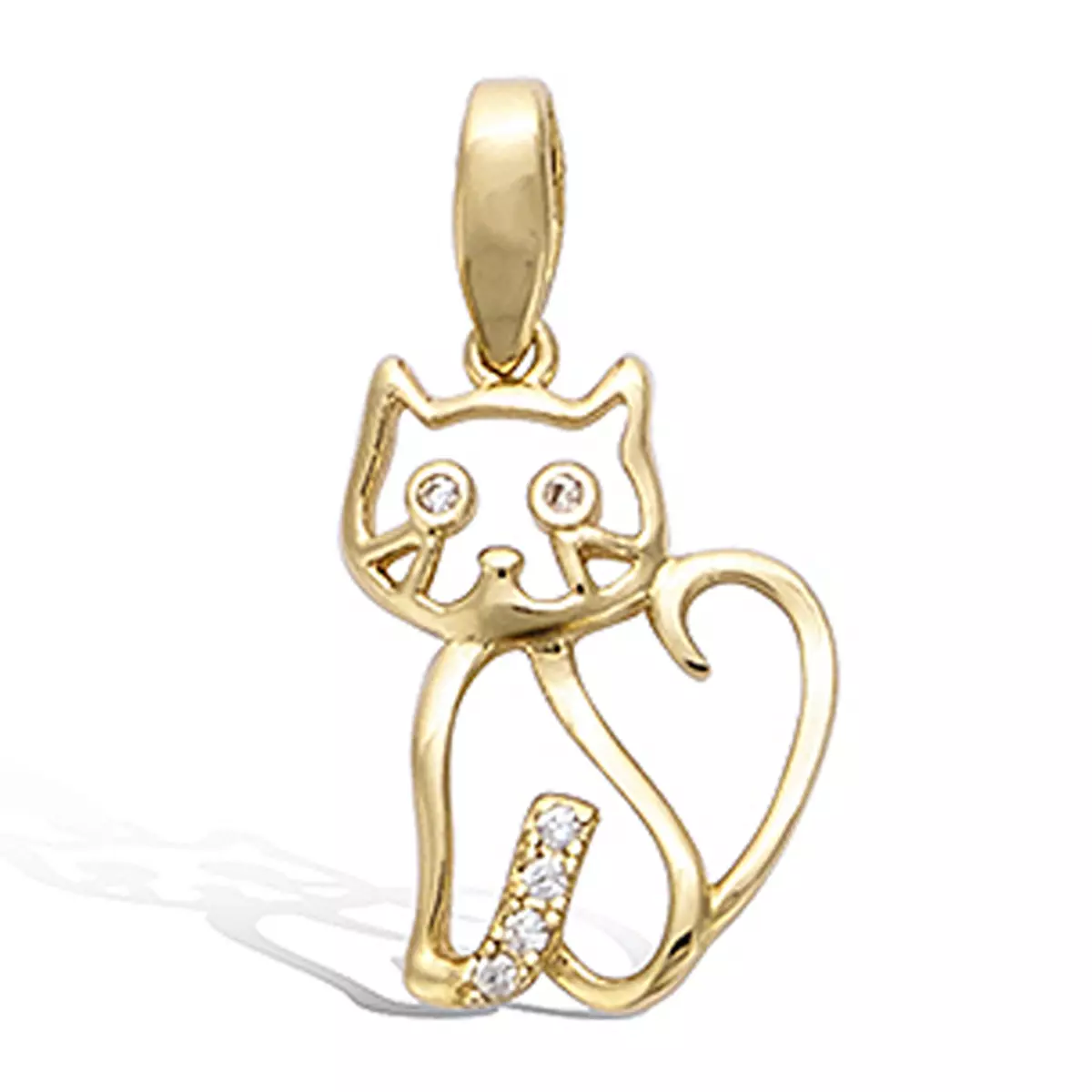 les trésors de lily Pendentif Plaqué Or 'Chat Beauté' blanc doré 15x10 mm [P1159]