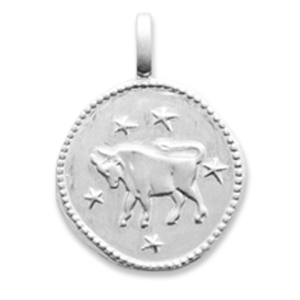 Pendentif Argent \'Taureau\' argenté (rhodié) - 16 mm - [Q8186]