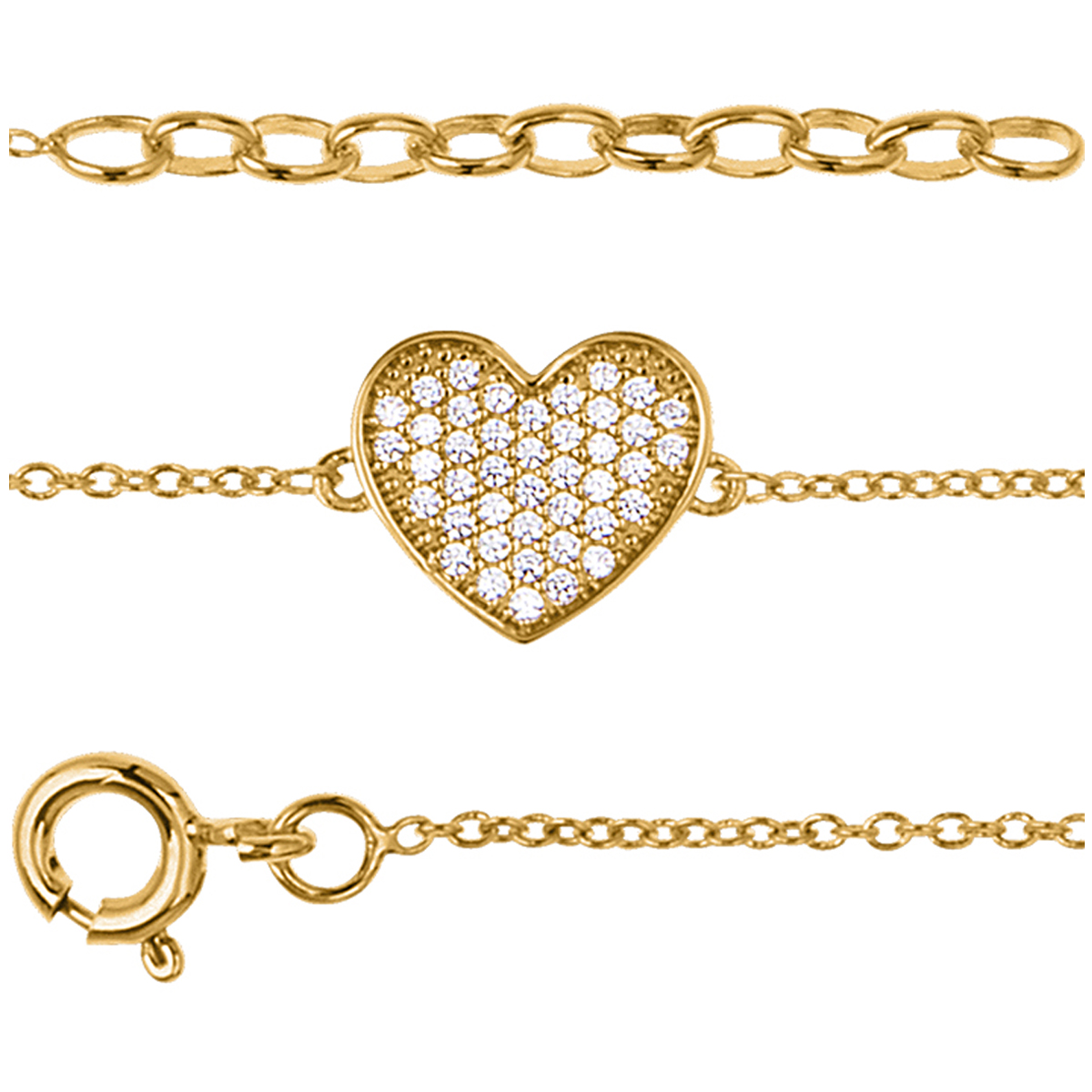 Bracelet plaqué or \'Love\' blanc doré - 19 cm, 10x10 mm - [Q9842]