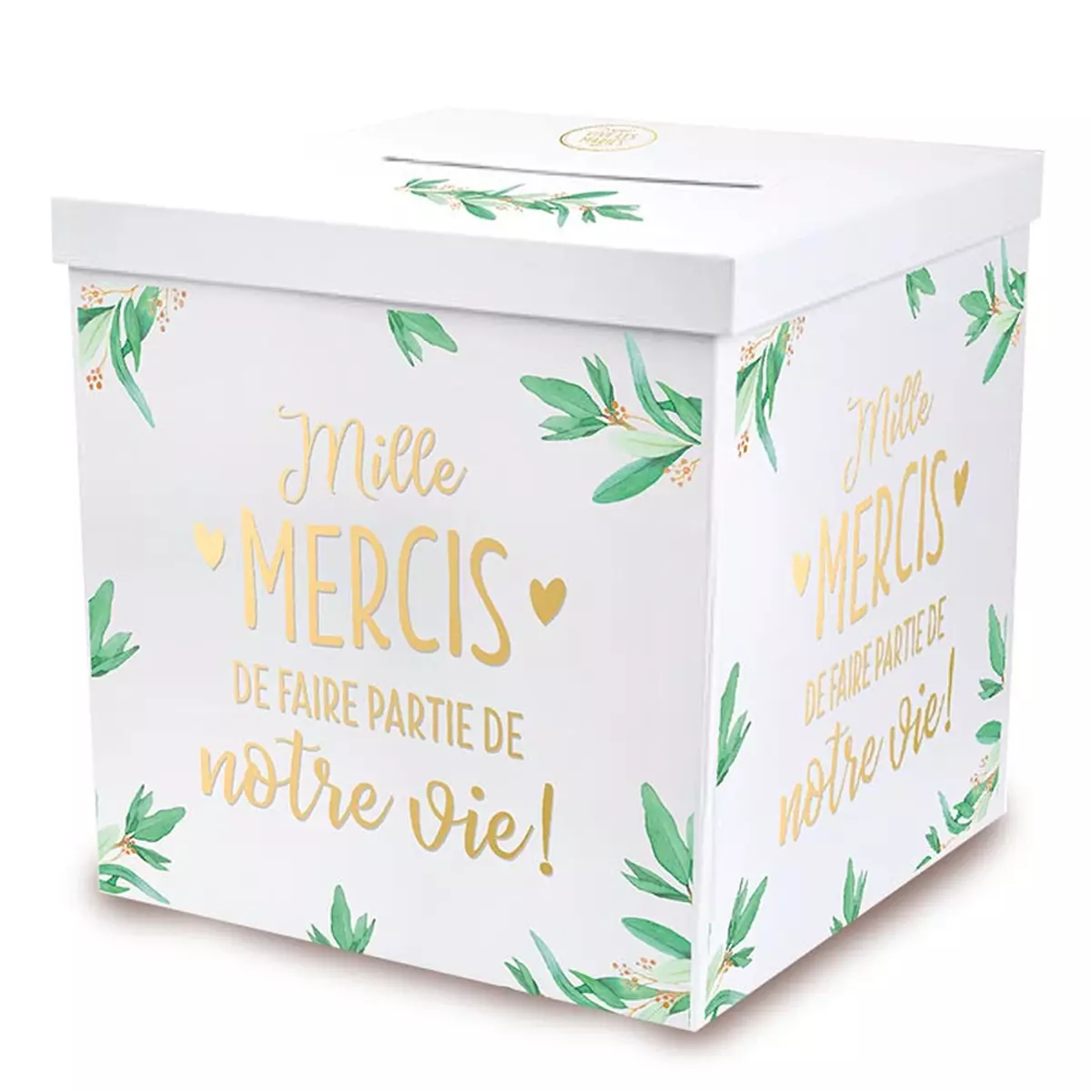 les trésors de lily Urne 'Mariage Vive les Mariés' blanc vert (Mille mercis de faire partie de notre vie ) 20x20x20 cm [A3562]