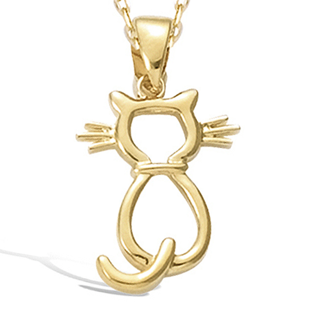 Pendentif Plaqué Or \'Chat Silhouette\' doré - 18x12 mm - [J9542]