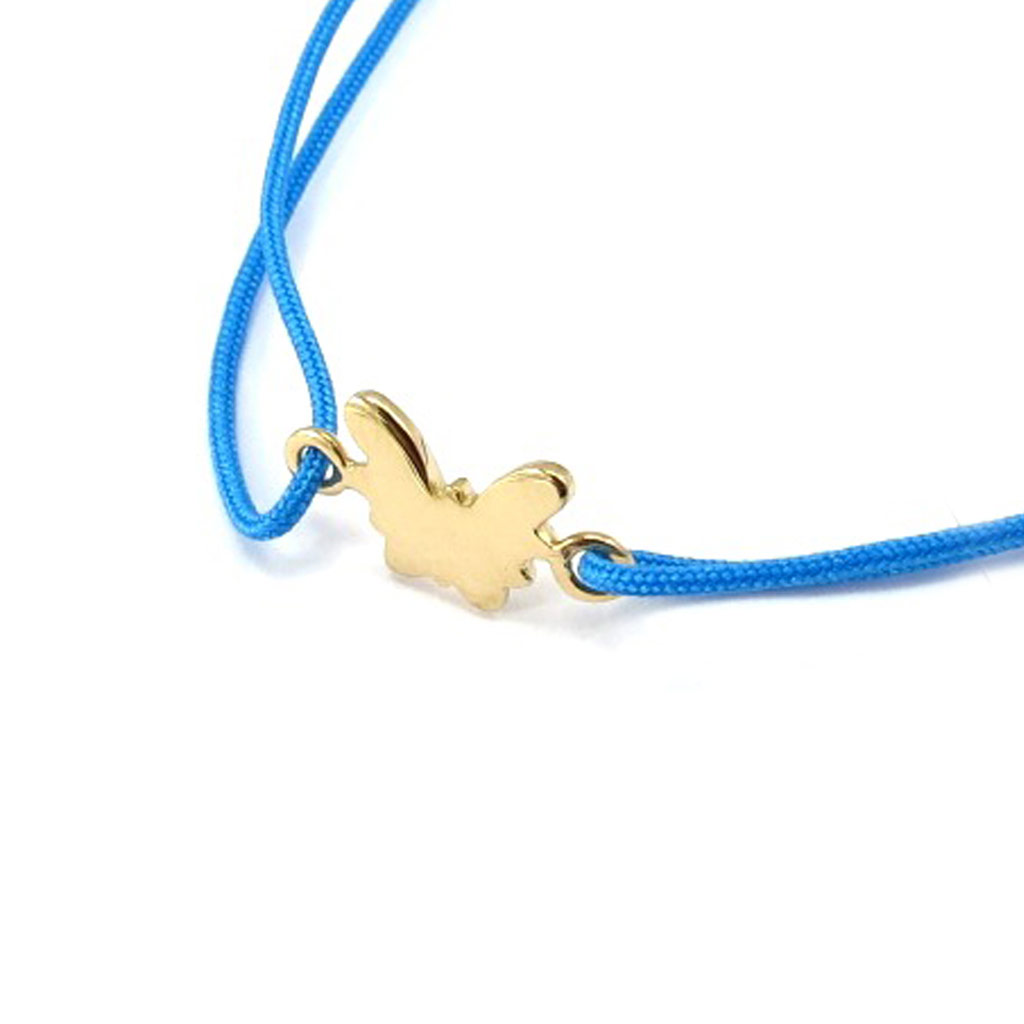 Bracelet Plaqué Or \'Papillon\' bleu doré - 10x8 mm - [K4548]