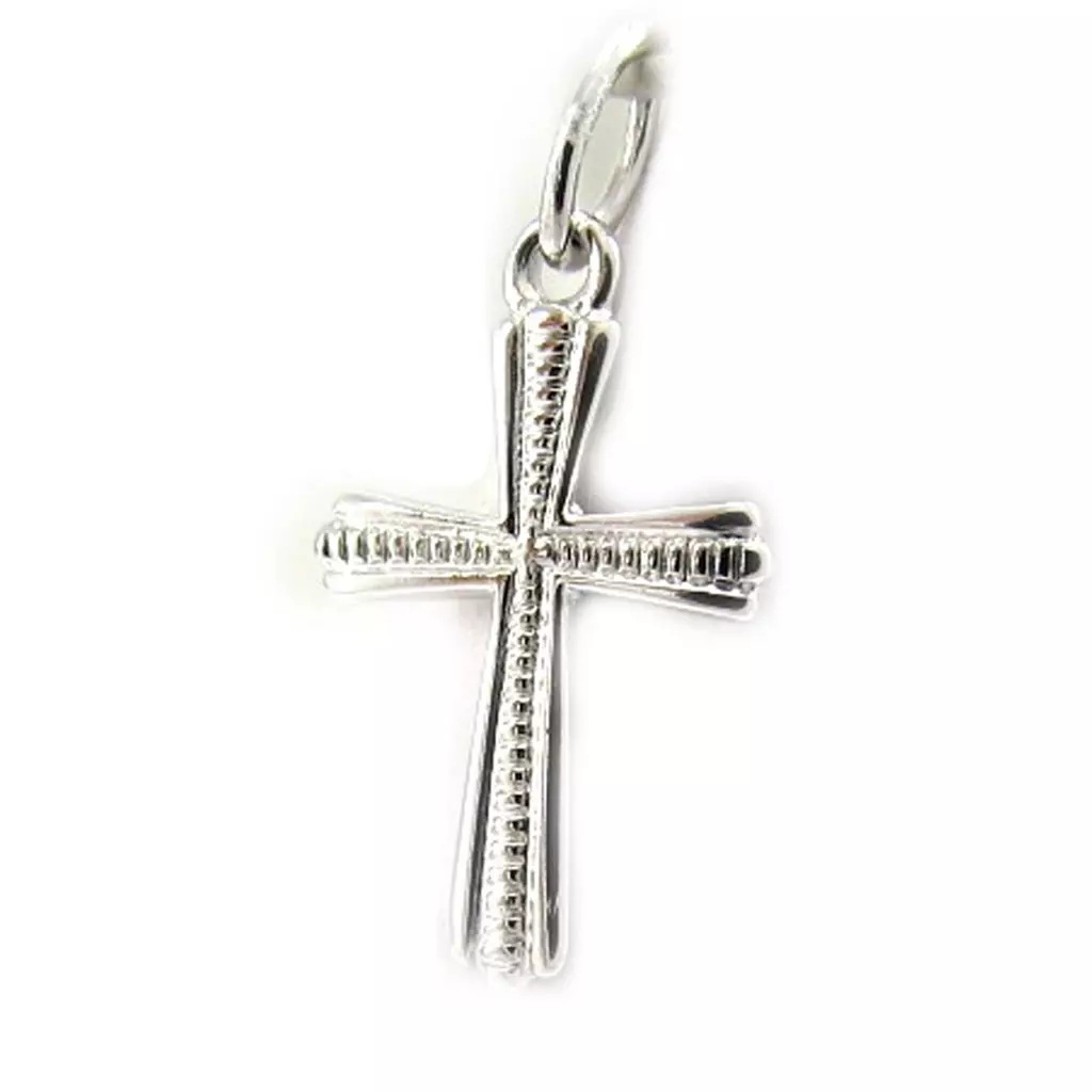 les trésors de lily Pendentif argent 'Croix' argenté rhodié 17x11 mm [L2983]