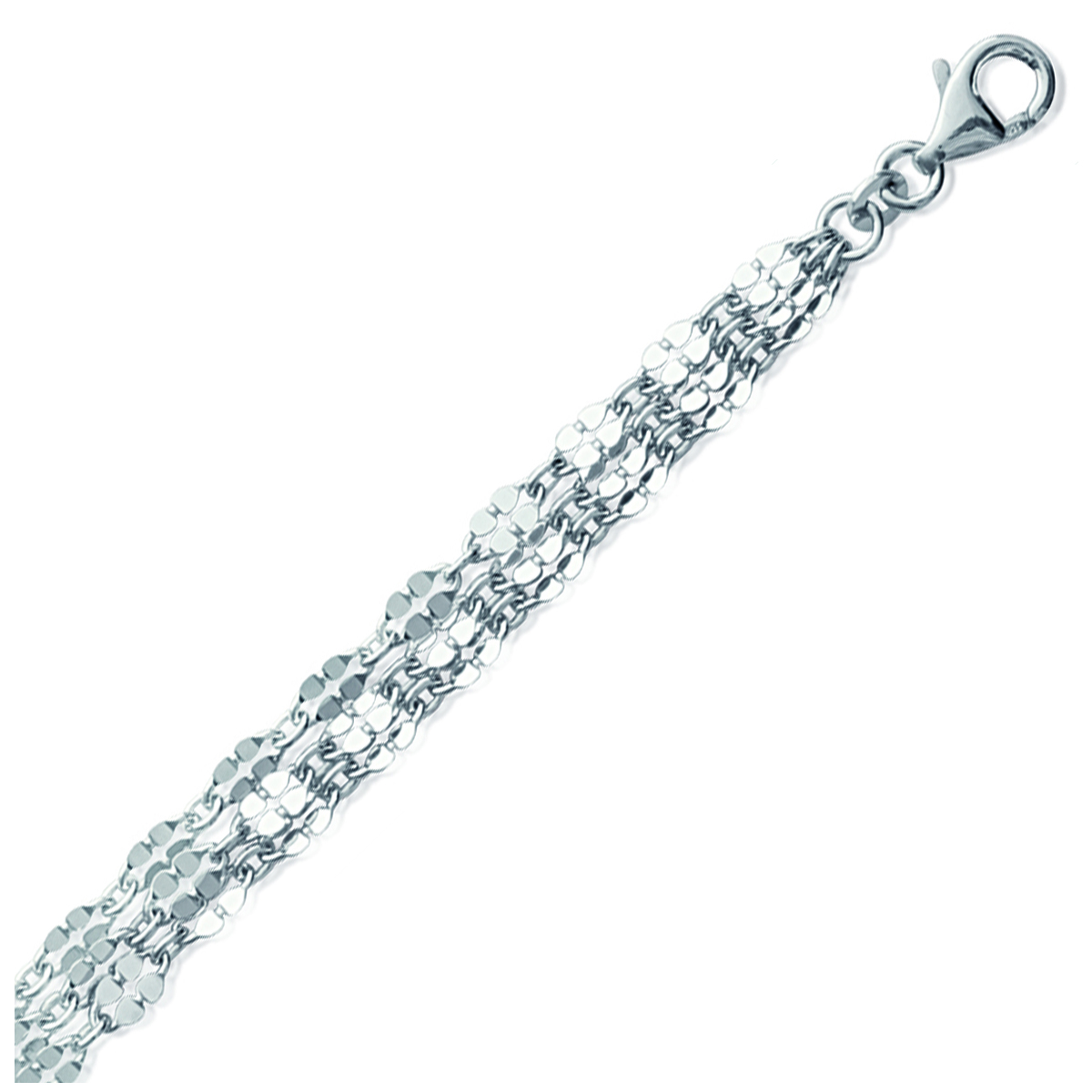 Bracelet Argent \'Cléopatra\' argenté (rhodié) 3 rangs - [N3380]