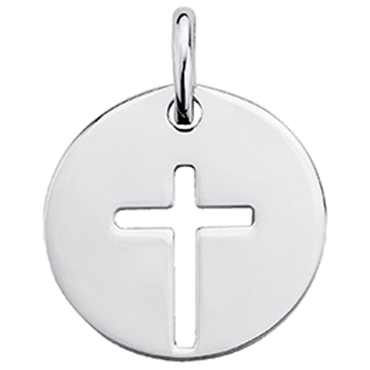 Pendentif plaqué or \'Croix\' argenté (rhodié) - 17 mm - [N6954]