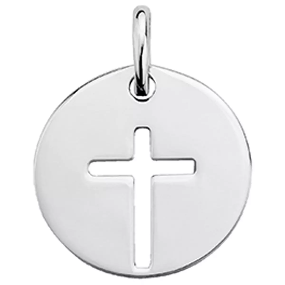 les trésors de lily Pendentif plaqué or 'Croix' argenté (rhodié) 17 mm [N6954]