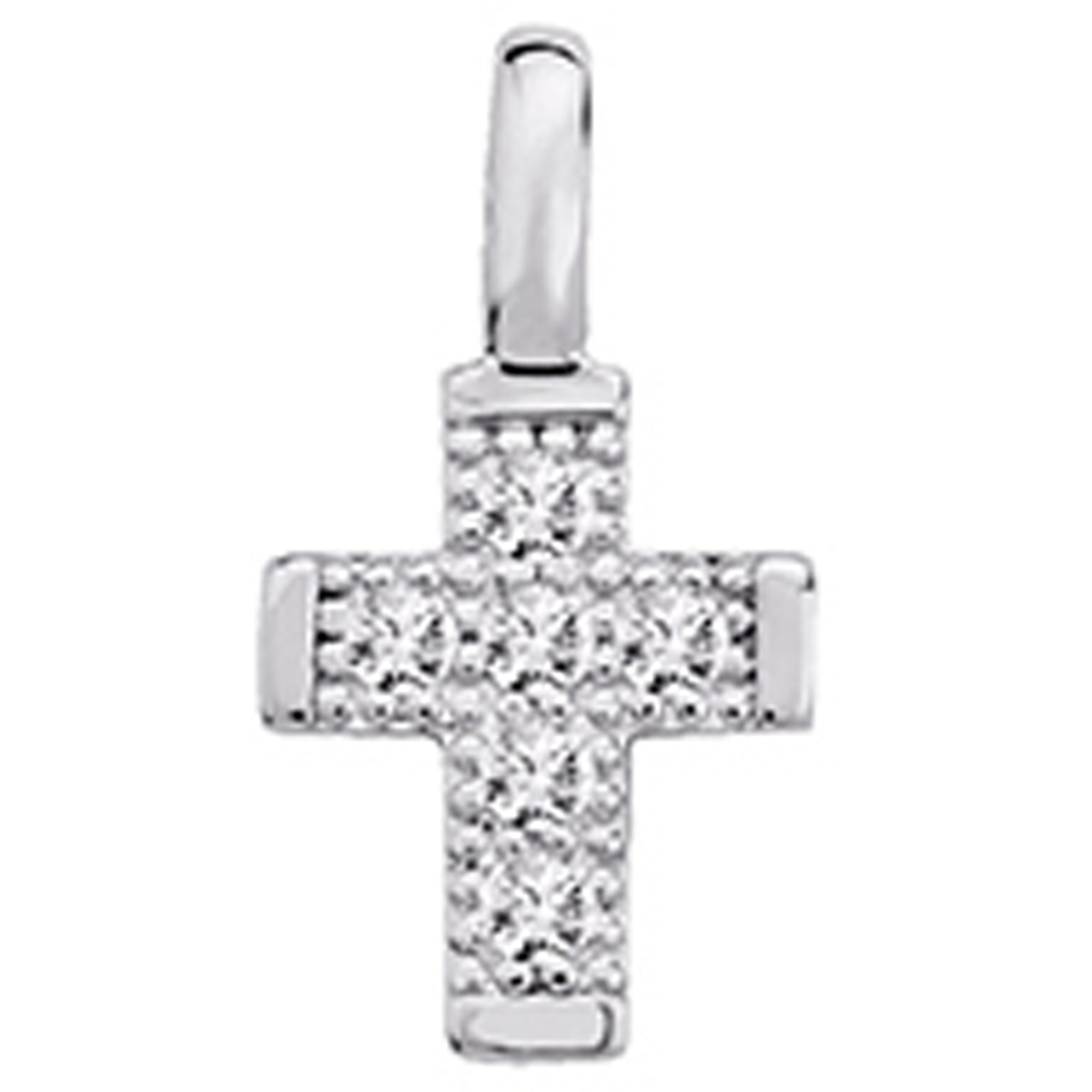 Pendentif argenté \'Croix Pureté\' blanc argenté (rhodié) - 10x8 mm - [P3385]