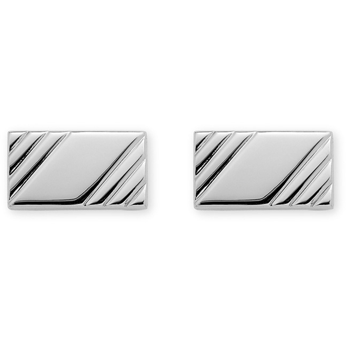 Boutons de Manchette \'Karl\' argenté (rhodié) - 18x10 mm - [P4392]