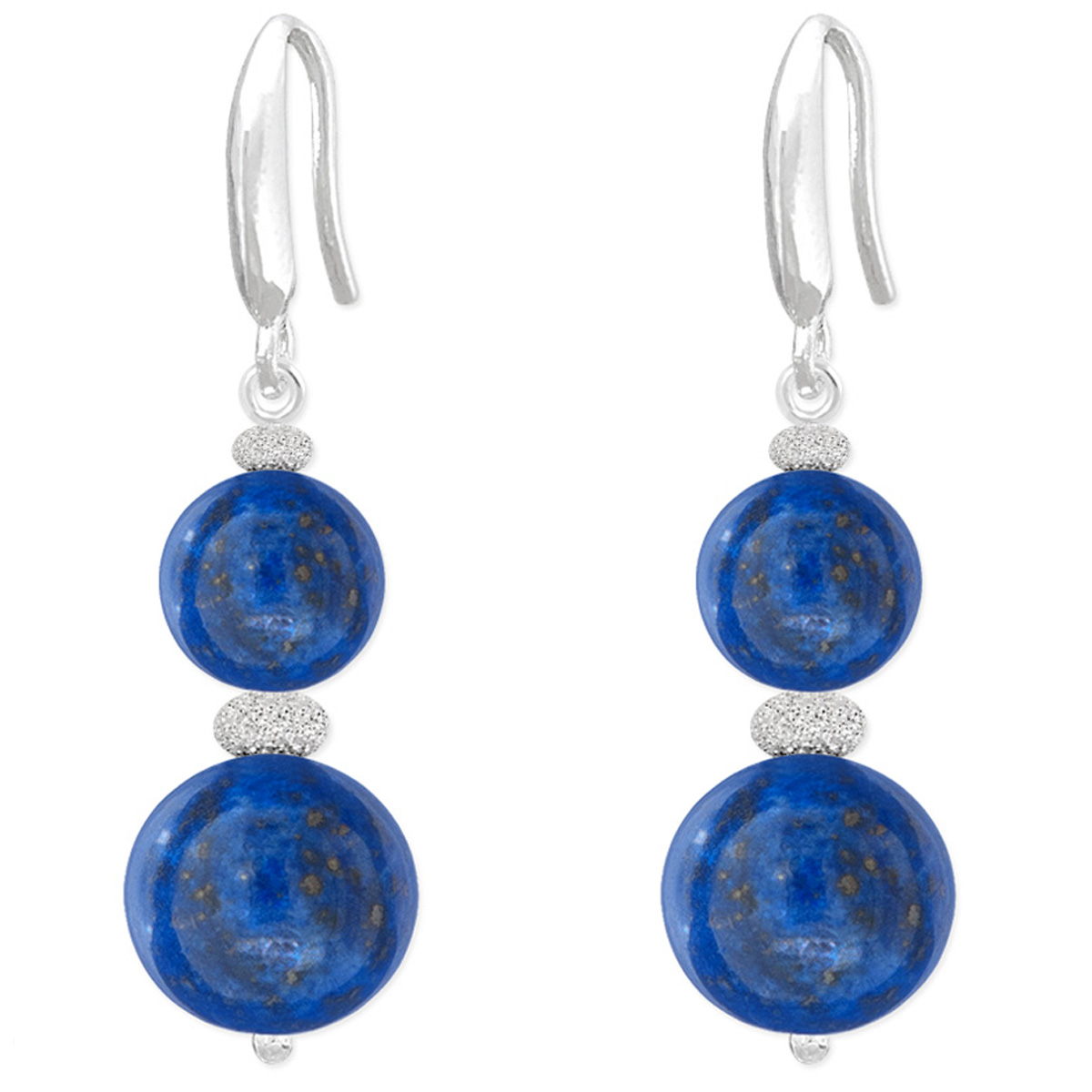 Boucles d\'oreilles argent artisanales \'Mineralia\' lapis lazuli argenté - 23x10 mm - [Q4209]
