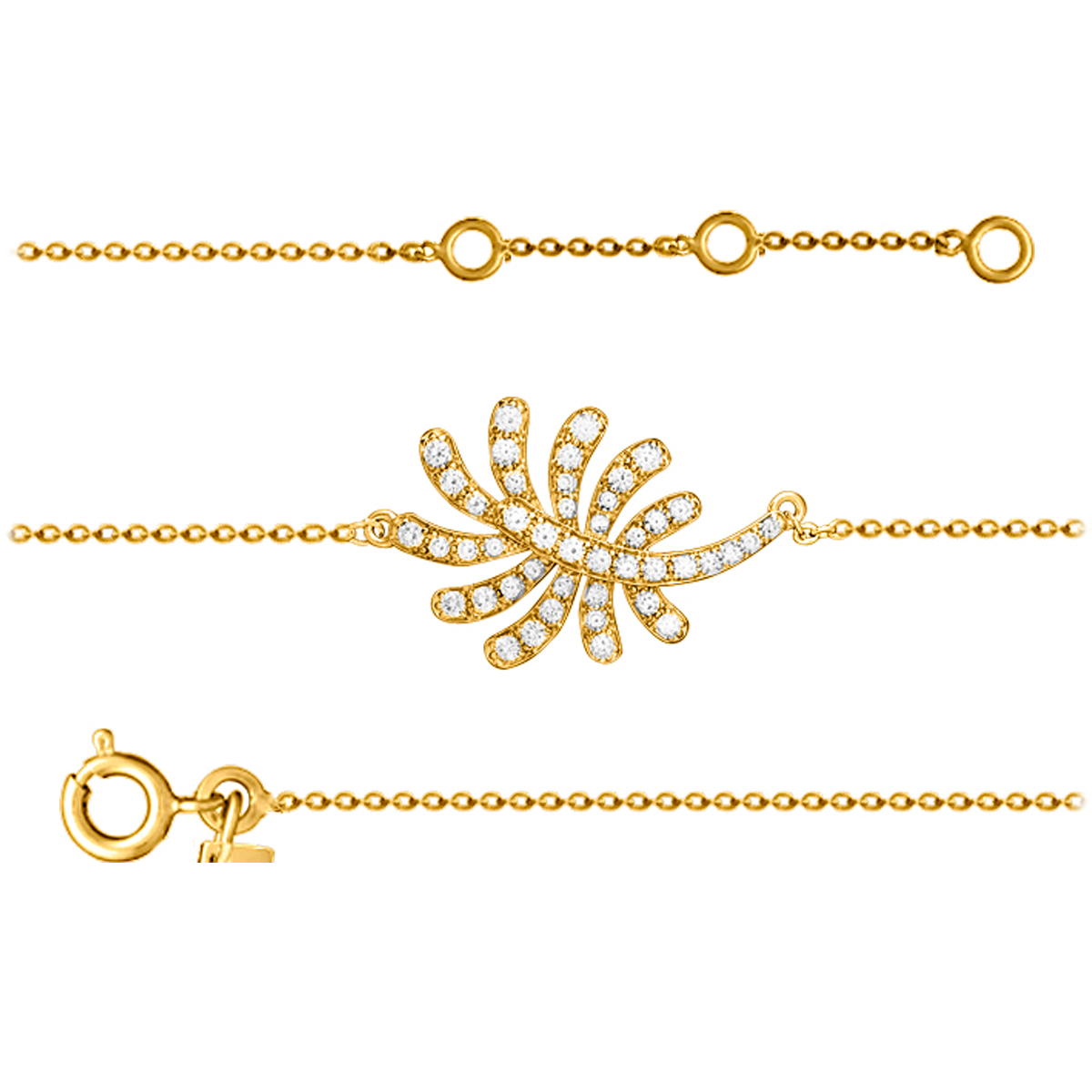 Bracelet plaqué or \'Sissi\' blanc doré - 22x15 mm - [Q7952]